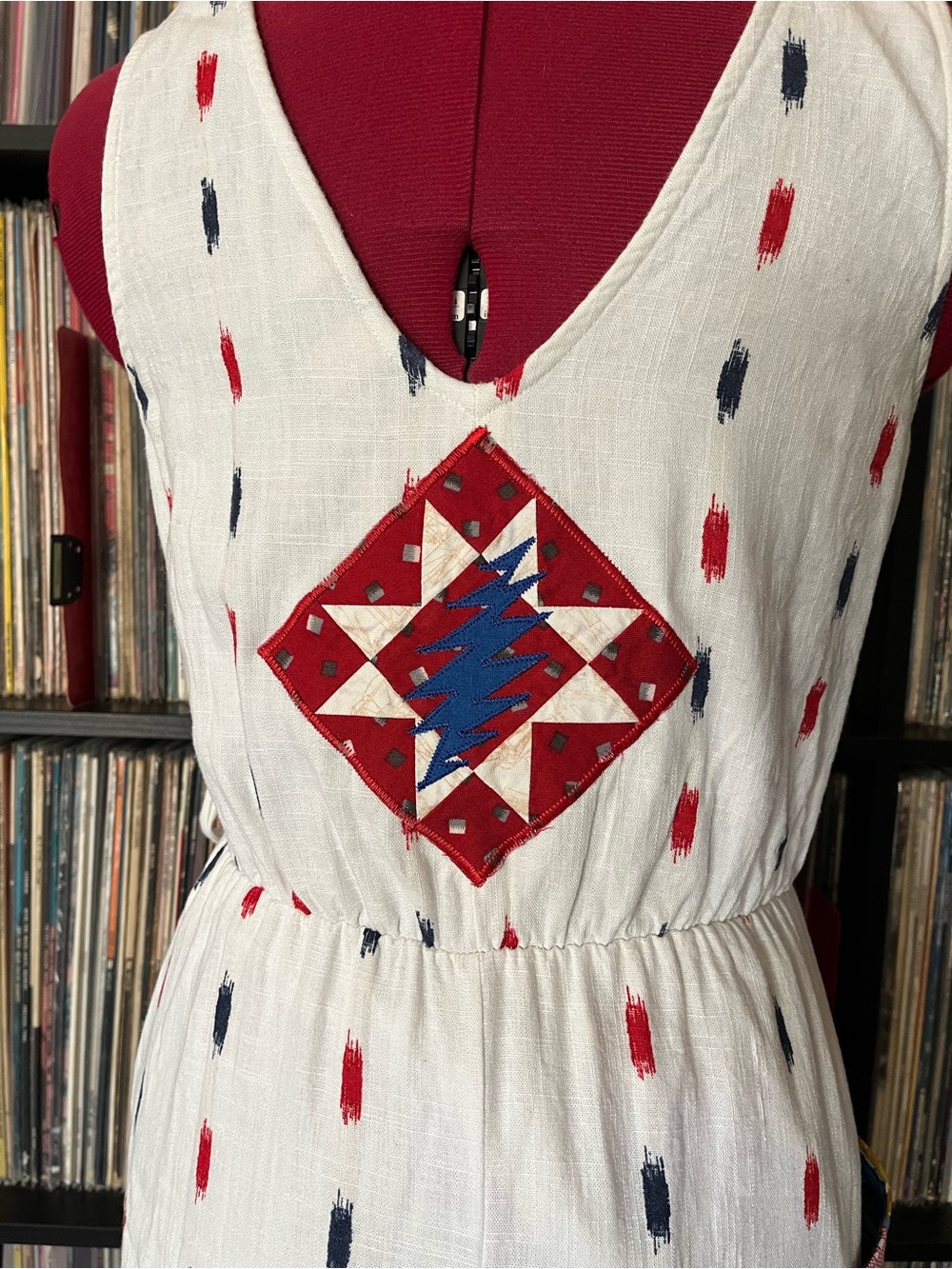 American Beauty Upcycled Grateful Company Dead Dress Patchwork Pocket Quilt 🌹
